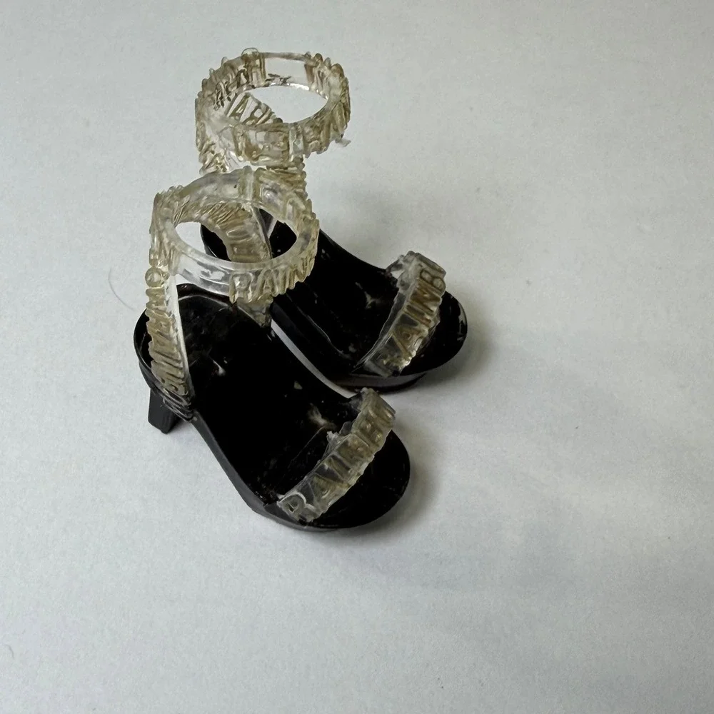 MGA Rainbow High Doll Black Platform Heel Shoes Clear Rainbow Logo Straps‎